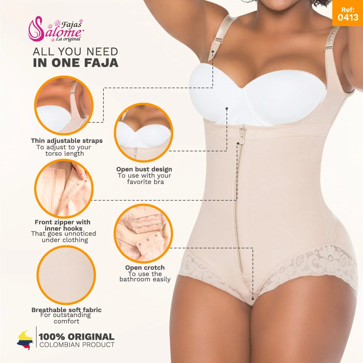 Fajas Salome 0413| Butt Lifter Tummy Control Shapewear for Women