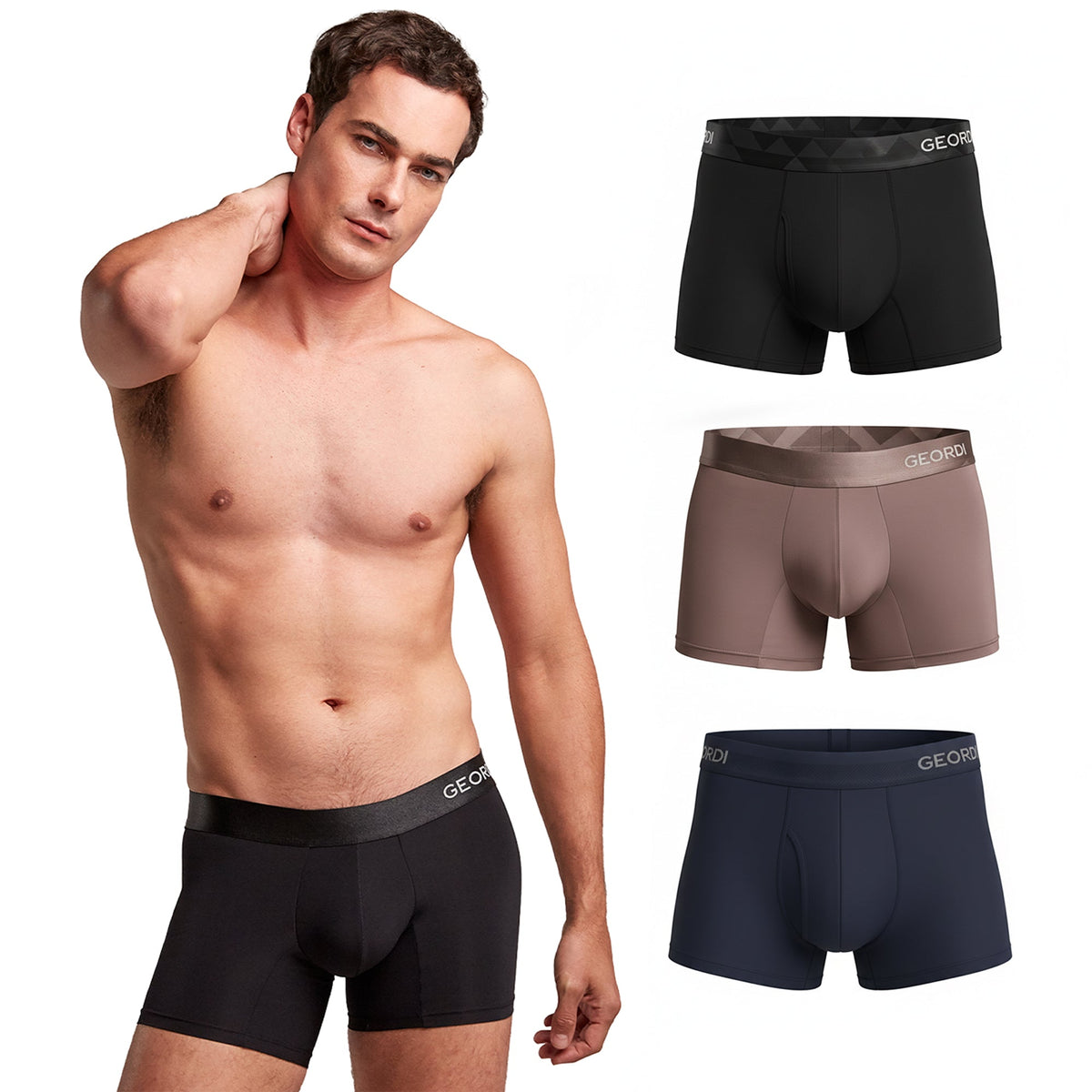 DIANE & GEORDI Men's Underwear: Microfiber Boxer Briefs for Ultimate Comfort I 3-Pack