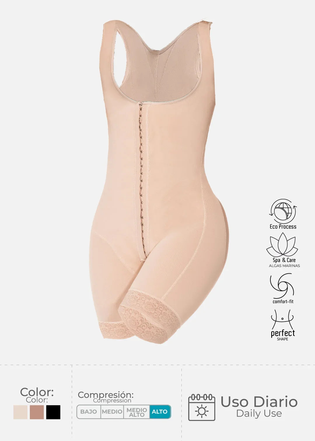 Open-Bust Full Body Shapewear with Posture Support & Butt Lift