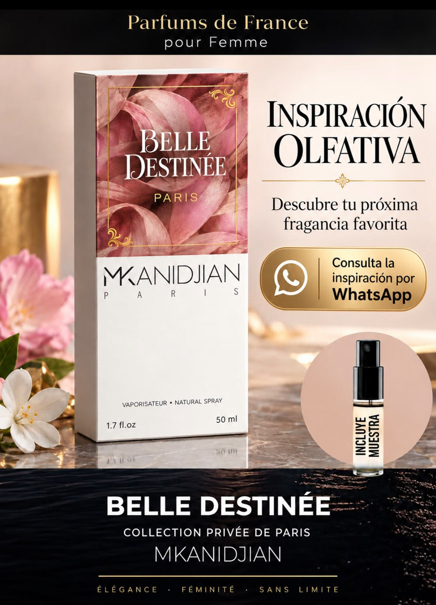 BELLE DESTINÉE de Mkanidjian Paris, perfume para mujer de 50 ml con muestra