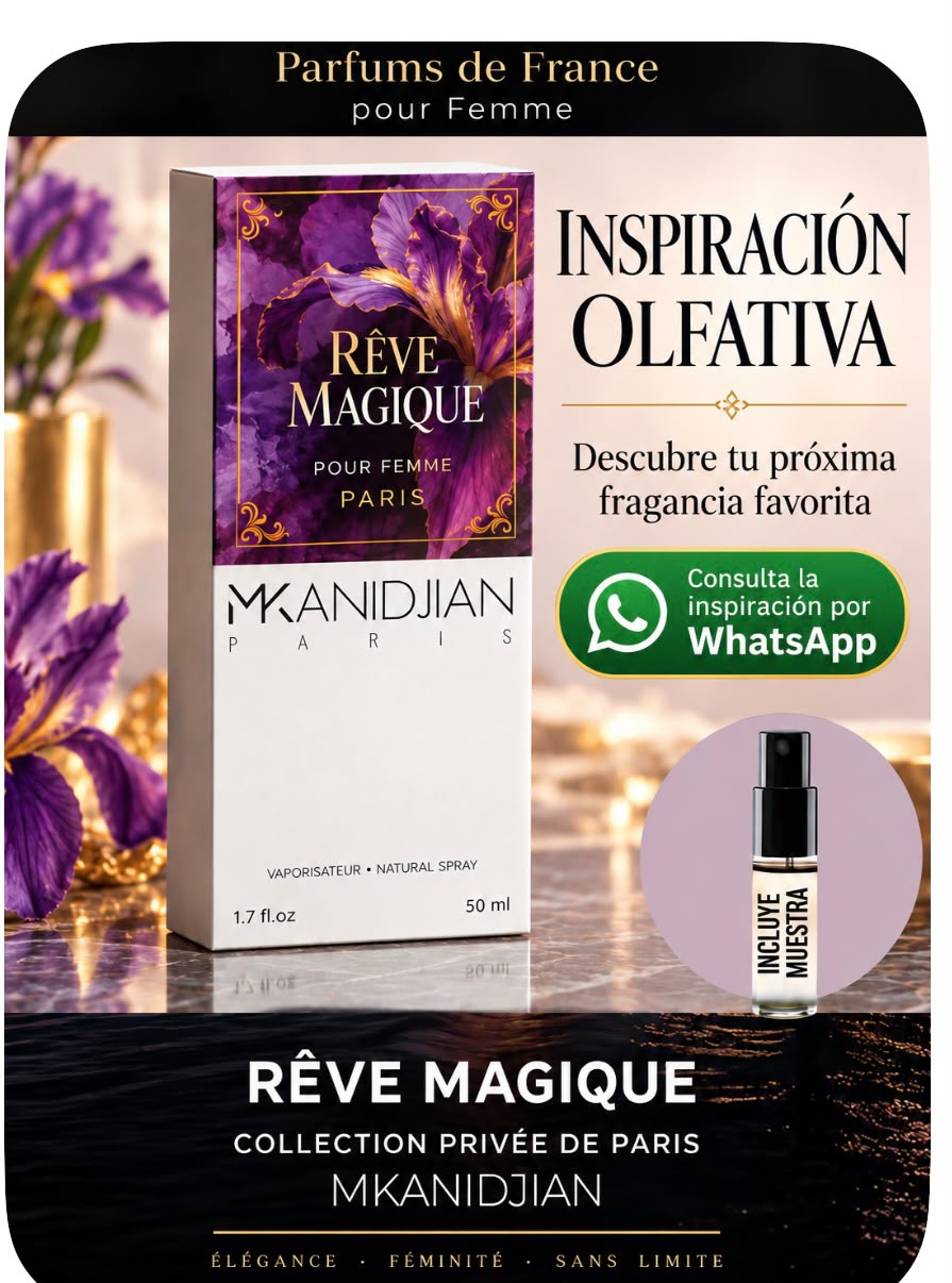 RÊVE MAGIQUE de Mkanidjian Paris, perfume para mujer de 50 ml con muestra